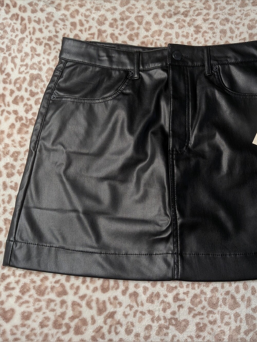 Jordache Black Faux Leather Mini Skirt - Size 14